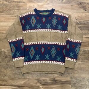Vintage Y2K Croft & Barrow Geometric Knit Sweater 1980s true vintage